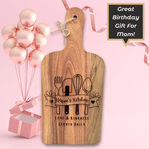 Mom's Kitchen Decorative Paddle Cutting Board-Laser Engraved